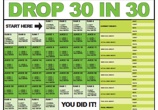 30 day weight loss menu before and after